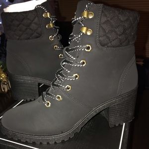 black quilted booties